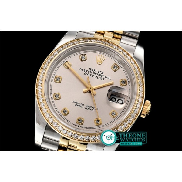 Rolex - DateJust 36mm Jub Diams YG/SS Silv Wht/Diams BP A2813