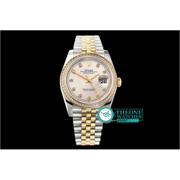 Rolex - DateJust 36mm Jub Diams YG/SS Silv Wht/Diams BP A2813