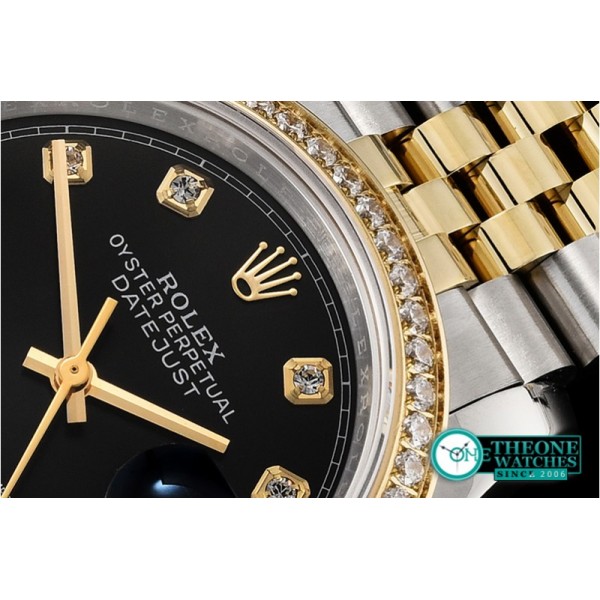 Rolex - DateJust 36mm Jub Diams YG/SS Black/Diams BP A2813