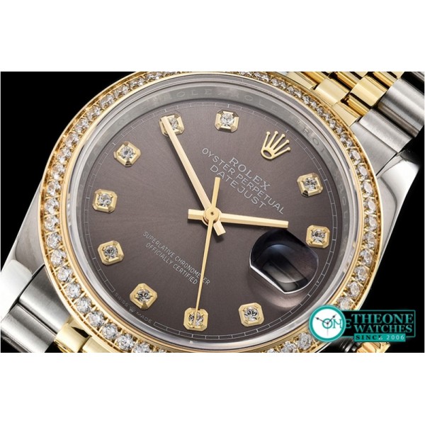 Rolex - DateJust 36mm Jub Diams YG/SS Grey/Diams BP A2813