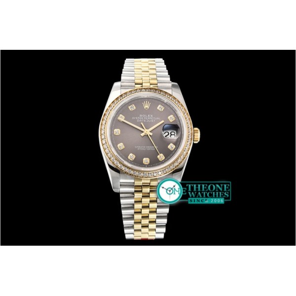 Rolex - DateJust 36mm Jub Diams YG/SS Grey/Diams BP A2813