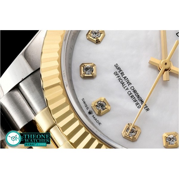 Rolex - DateJust 36mm Jub Flt YG/SS White MOP/Diams BP A2813