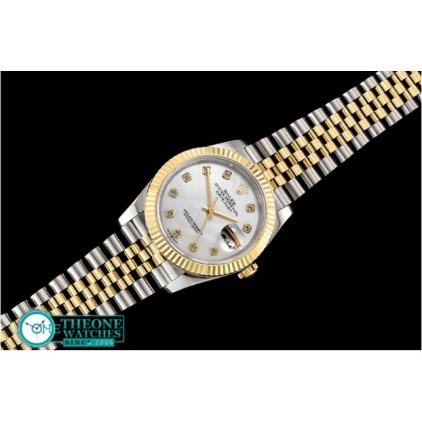 Rolex - DateJust 36mm Jub Flt YG/SS White MOP/Diams BP A2813