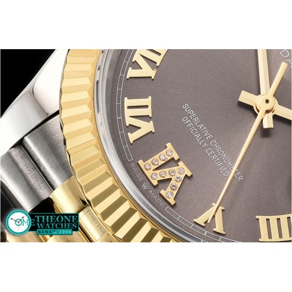 Rolex - DateJust 36mm Jub Flt YG/SS Grey/Rmn Dm BP A2813