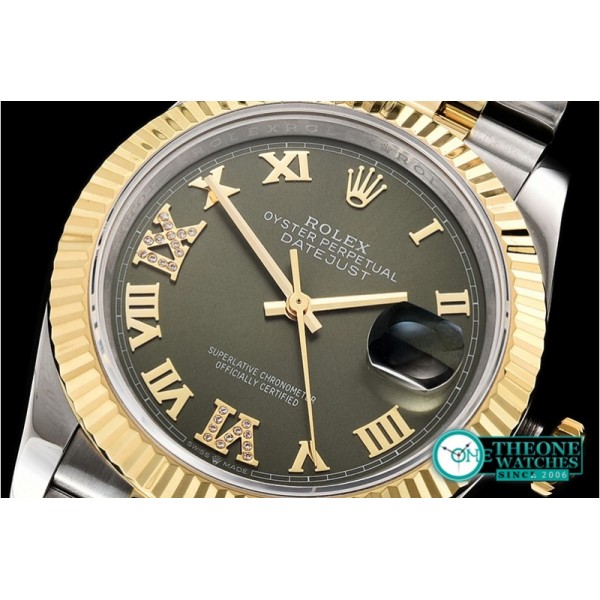 Rolex - DateJust 36mm Jub Flt YG/SS Green/Rmn BP A2813