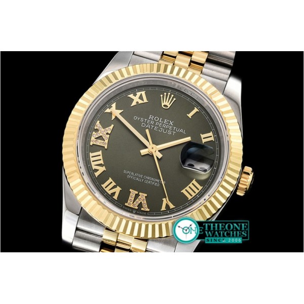 Rolex - DateJust 36mm Jub Flt YG/SS Green/Rmn BP A2813