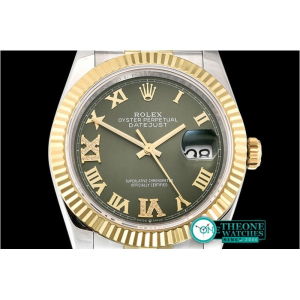 Rolex - DateJust 36mm Jub Flt YG/SS Green/Rmn BP A2813