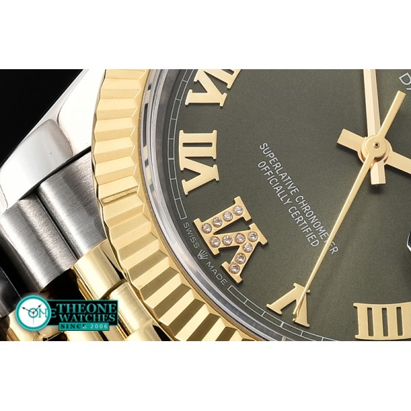 Rolex - DateJust 36mm Jub Flt YG/SS Green/Rmn BP A2813