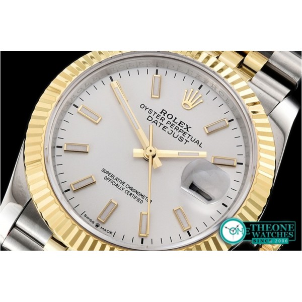 Rolex - DateJust 36mm Jub Flt YG/SS White/Stick BP A2813