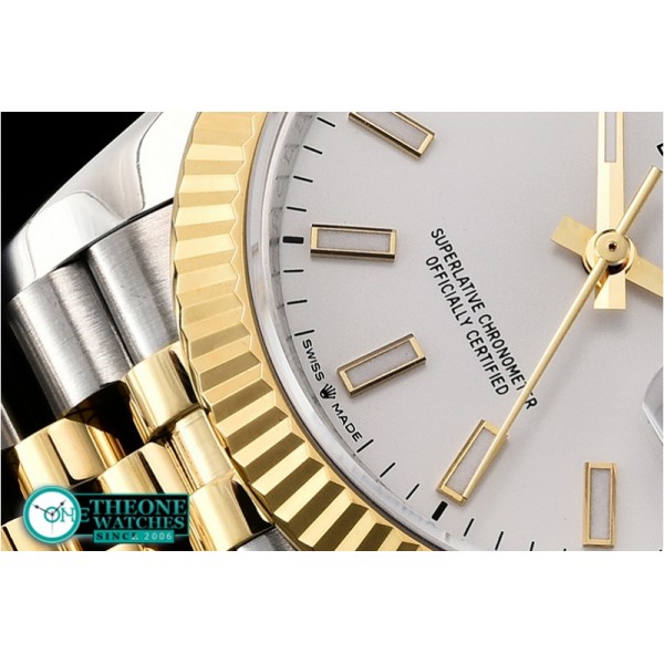 Rolex - DateJust 36mm Jub Flt YG/SS White/Stick BP A2813