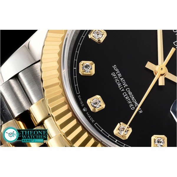 Rolex - DateJust 36mm Jub Flt YG/SS Black/Diams BP A2813