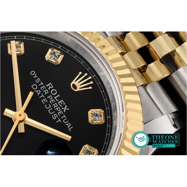 Rolex - DateJust 36mm Jub Flt YG/SS Black/Diams BP A2813