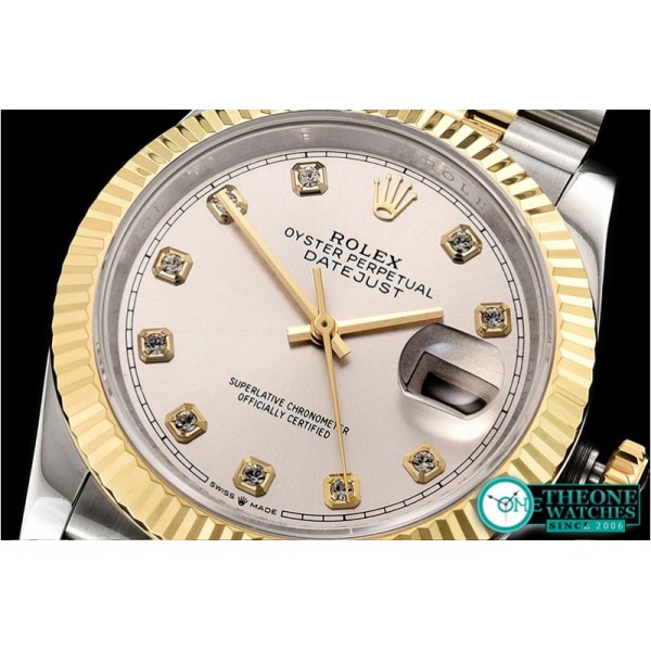 Rolex - DateJust 36mm Jub Flt YG/SS Silv White/Diams BP A2813