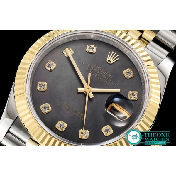 Rolex - DateJust 36mm Jub Flt YG/SS Black MOP/Diams BP A2813