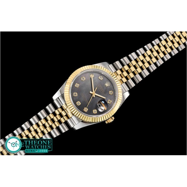 Rolex - DateJust 36mm Jub Flt YG/SS Black MOP/Diams BP A2813