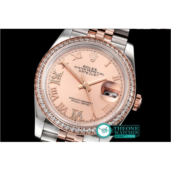 Rolex - DateJust 36mm Jub Diam RG/SS Rose/Rmn/Dm BP A2813