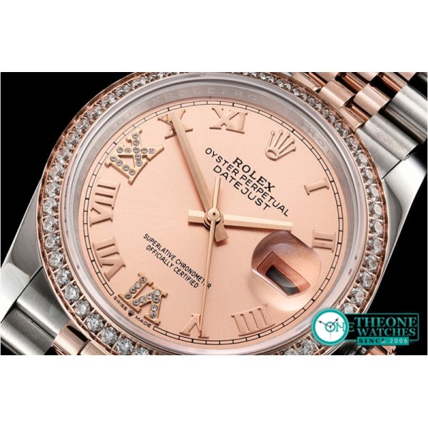 Rolex - DateJust 36mm Jub Diam RG/SS Rose/Rmn/Dm BP A2813