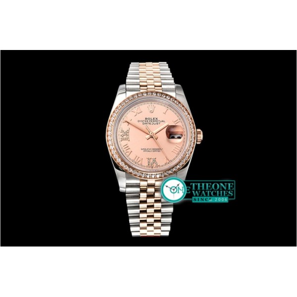 Rolex - DateJust 36mm Jub Diam RG/SS Rose/Rmn/Dm BP A2813