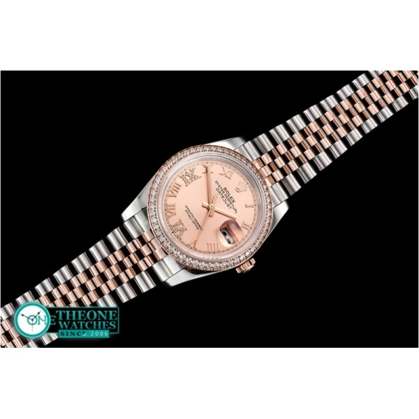 Rolex - DateJust 36mm Jub Diam RG/SS Rose/Rmn/Dm BP A2813