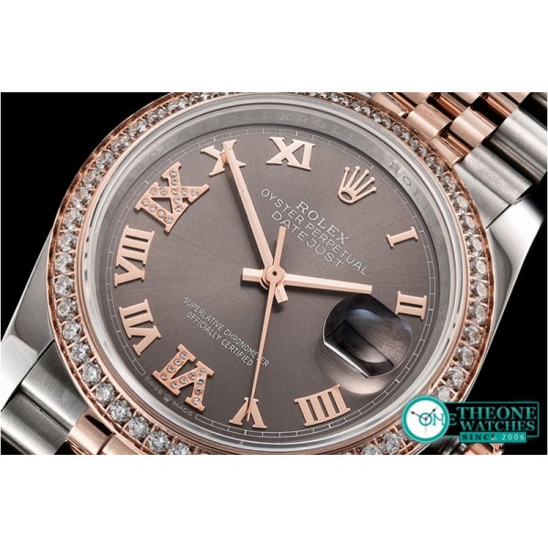 Rolex - DateJust 36mm Jub Diam RG/SS Grey/Rmn/Dm BP A2813