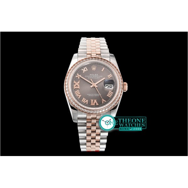 Rolex - DateJust 36mm Jub Diam RG/SS Grey/Rmn/Dm BP A2813