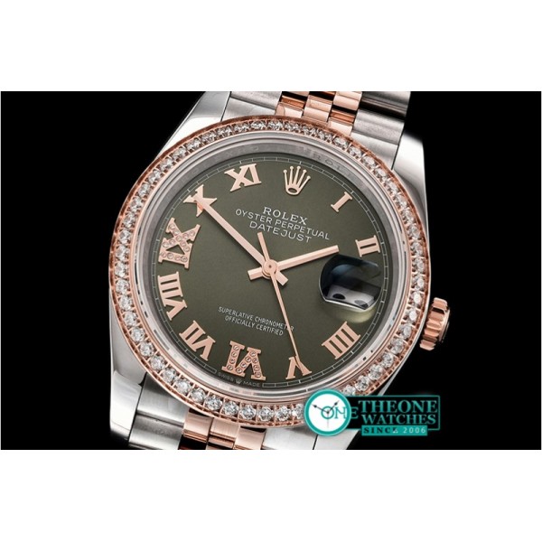 Rolex - DateJust 36mm Jub Diam RG/SS Grn/Rmn/Dm BP A2813