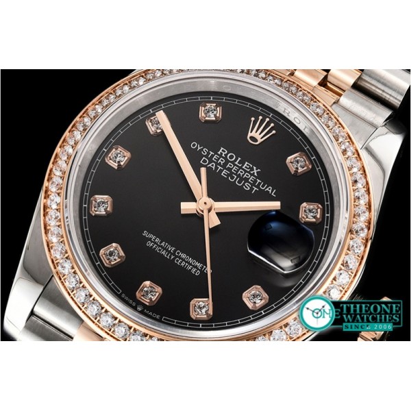 Rolex - DateJust 36mm Jub Diam RG/SS Black/Dm BP A2813