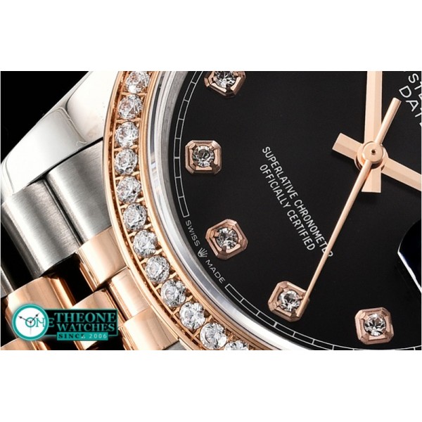 Rolex - DateJust 36mm Jub Diam RG/SS Black/Dm BP A2813