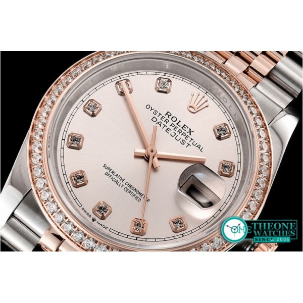 Rolex - DateJust 36mm Jub Diam RG/SS Silv Wht/Dm BP A2813