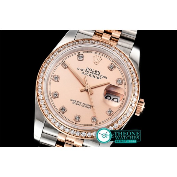 Rolex - DateJust 36mm Jub Diam RG/SS Rose/Dm BP A2813