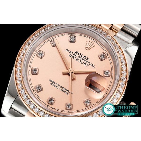 Rolex - DateJust 36mm Jub Diam RG/SS Rose/Dm BP A2813