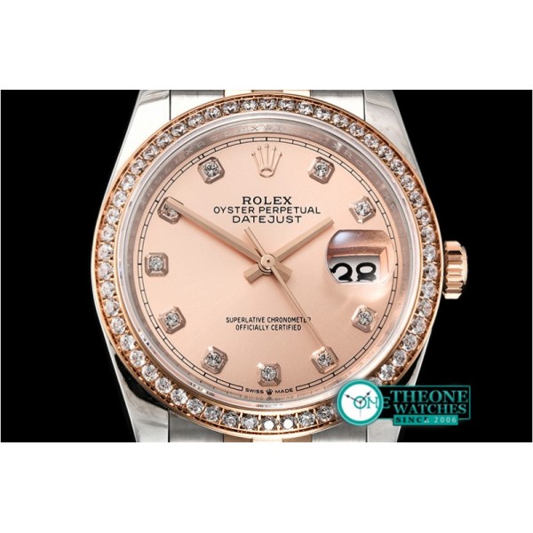 Rolex - DateJust 36mm Jub Diam RG/SS Rose/Dm BP A2813