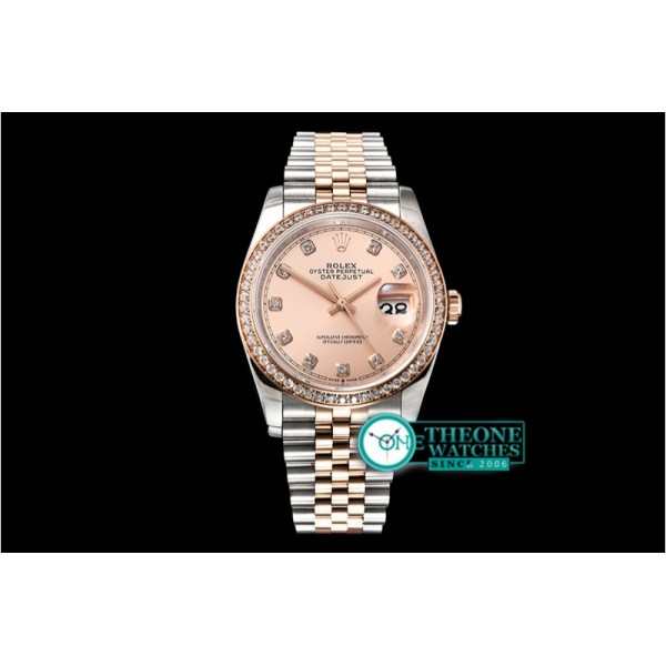 Rolex - DateJust 36mm Jub Diam RG/SS Rose/Dm BP A2813