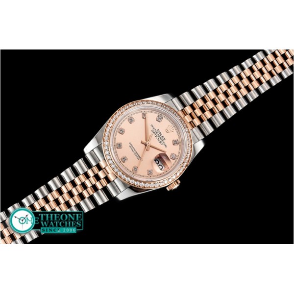 Rolex - DateJust 36mm Jub Diam RG/SS Rose/Dm BP A2813