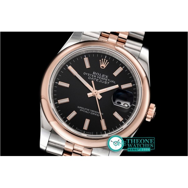 Rolex - DateJust 36mm Jub Dome RG/SS Black/Stk BP A2813