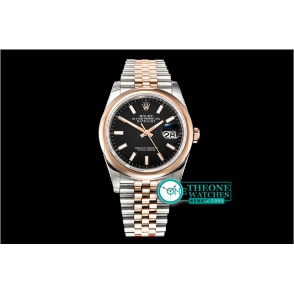 Rolex - DateJust 36mm Jub Dome RG/SS Black/Stk BP A2813