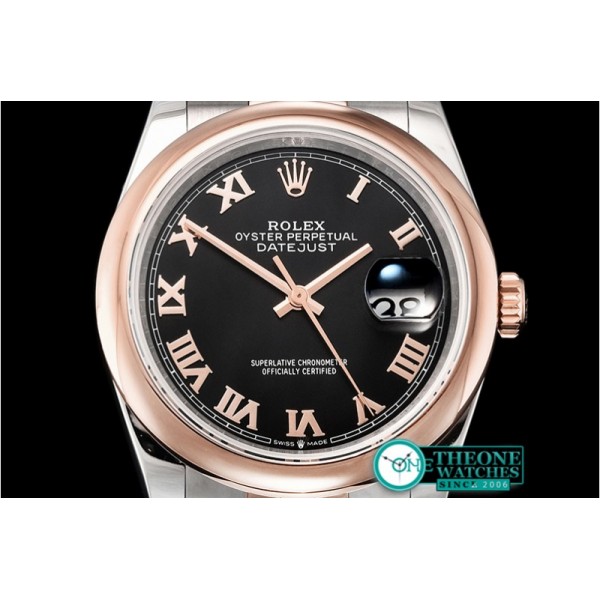 Rolex - DateJust 36mm Jub Dome RG/SS Black/Rmn BP A2813