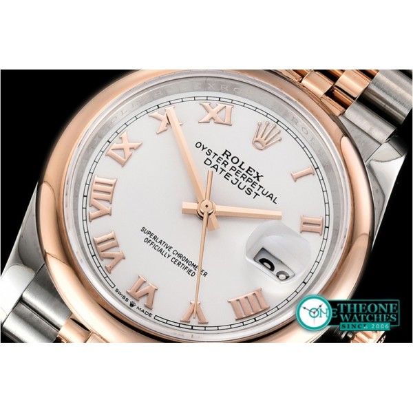 Rolex - DateJust 36mm Jub Dome RG/SS White/Rmn BP A2813