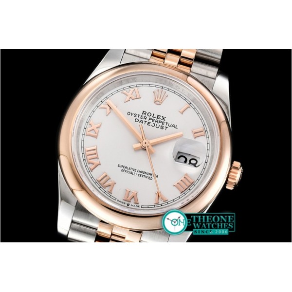 Rolex - DateJust 36mm Jub Dome RG/SS White/Rmn BP A2813