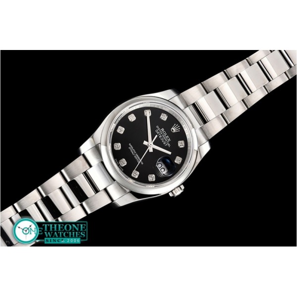 Rolex - DateJust 36mm Oyst Dm 904L SS/SS Blk/Diam GMF SA3135