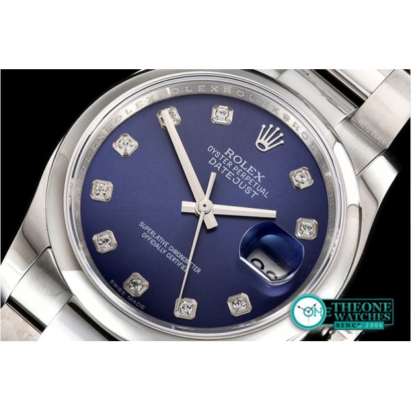 Rolex - DateJust 36mm Oyst Dm 904L SS/SS Blue/Diam GMF SA3135