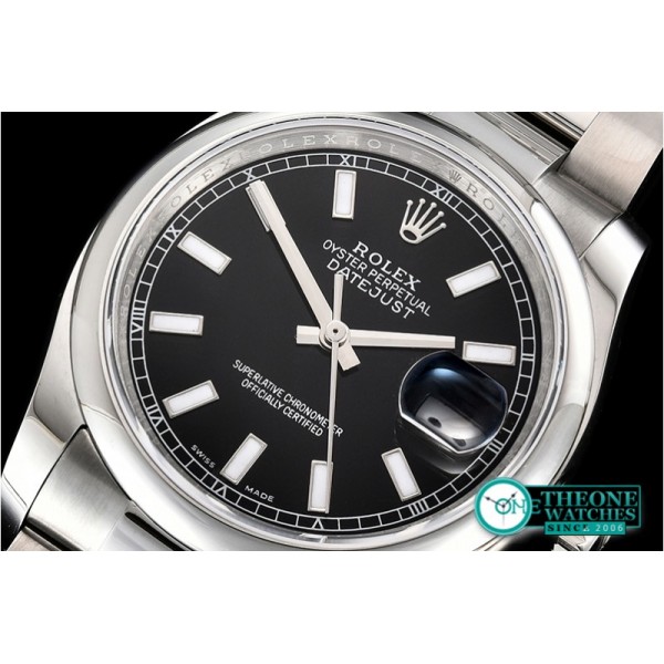 Rolex - DateJust 36mm Oyst Dm 904L SS/SS Black/Stk GMF SA3135