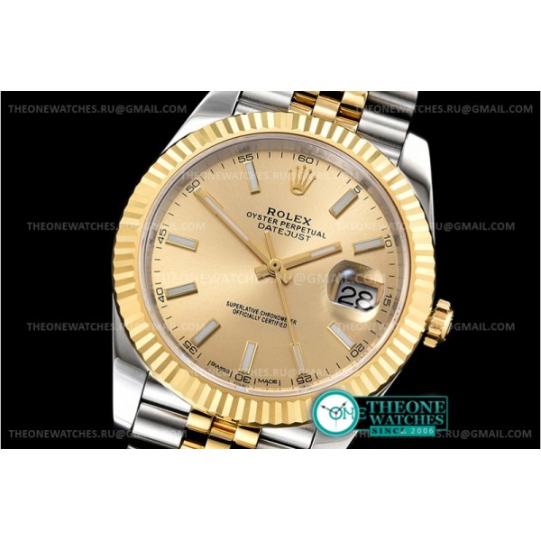 Rolex - DJ2 41mm Jub Flt 904L YG/SS S Wht/Stk DJF Asia 2836