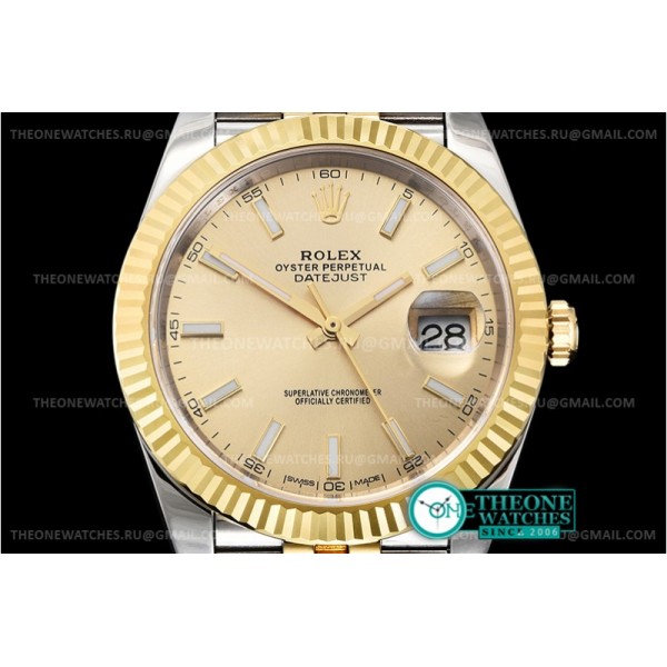 Rolex - DJ2 41mm Jub Flt 904L YG/SS S Wht/Stk DJF Asia 2836