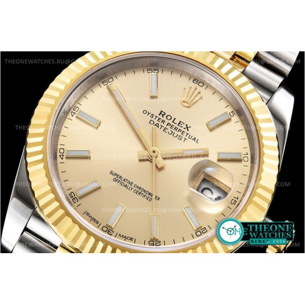 Rolex - DJ2 41mm Jub Flt 904L YG/SS S Wht/Stk DJF Asia 2836