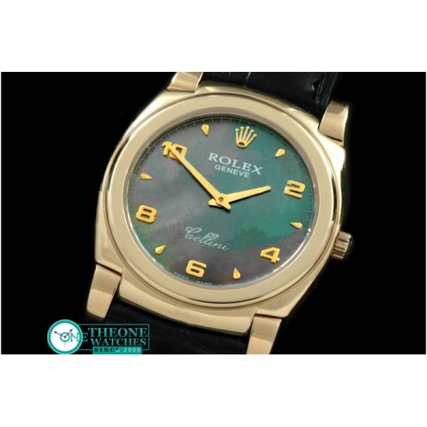 Rolex - Cellini YG/LE MOP Green Numeral Swiss Quartz