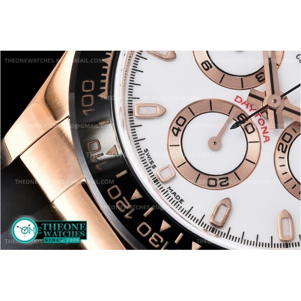 Rolex - Daytona Ref.116515 RG/RU Wht/Wht Noob A7750 Mod