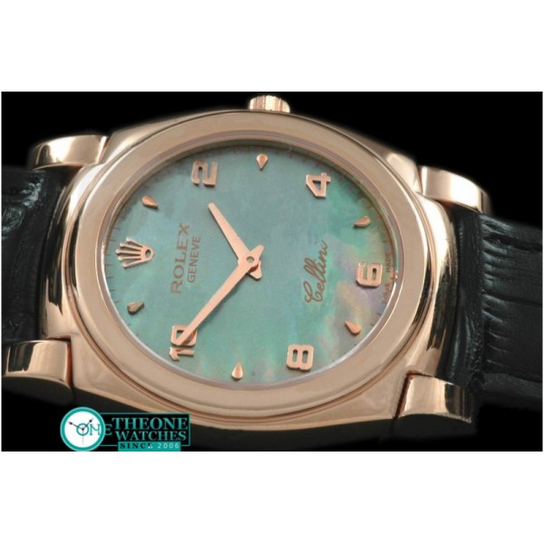 Rolex - Cellini RG/LE MOP Green Numeral Swiss Quartz