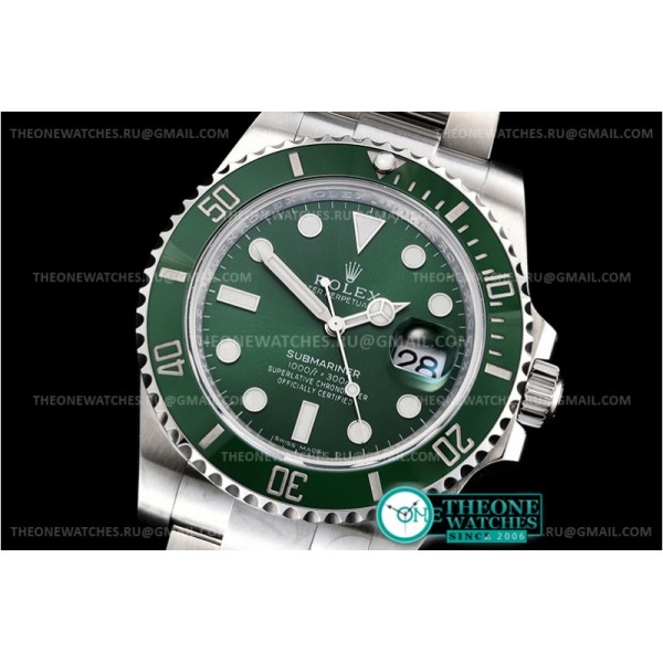 Rolex - Submariner 116610LV 904L SS/SS Grn V10 Noob A2836