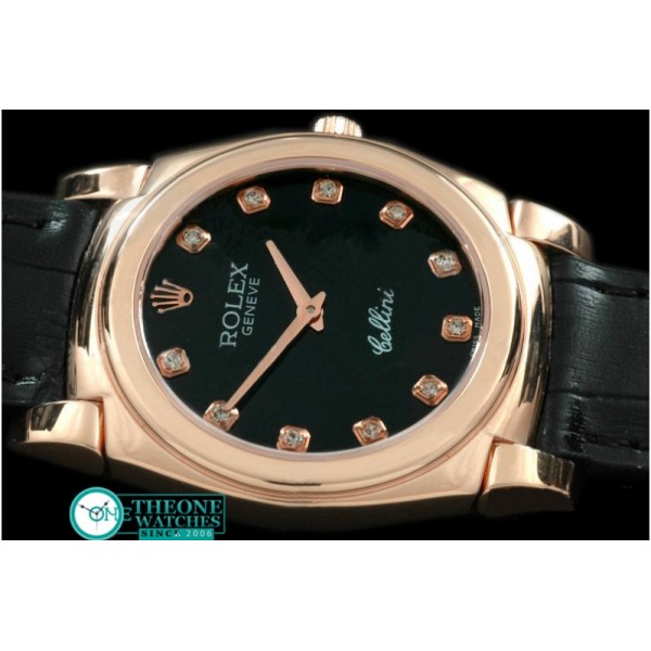 Rolex - Cellini RG/LE Black Diam Swiss Quartz